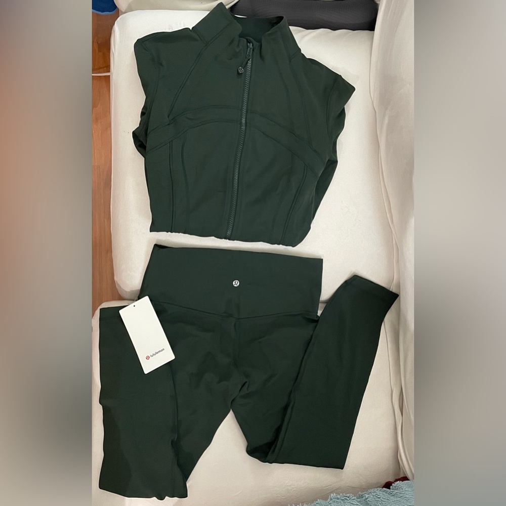 Lululemon SET NWT Define Jacket & Align Leggings Forest Green Size 10 - Picture 12 of 13